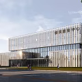 Modern Office Building With Glass Curtain Wall Green Landscape And Innovative Service Center