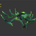 Game Movie Character Spider Like Creature With Blue Body Green Glowing Parts And Multiple Tentacles