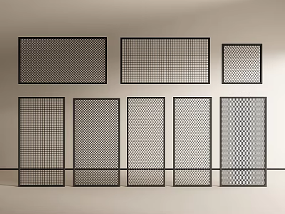 Modern Room Dividers With Metal Frames And Various Grid Patterns 3d model