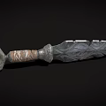 Intricate Decorative Fantasy Dagger With Wrapped Texture Handle And Patterned Blade 3d model