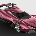 Red Supercar Sleek Aerodynamic Design With Large Rear Wing And Yellow Alloy Wheels Modern Aesthetics