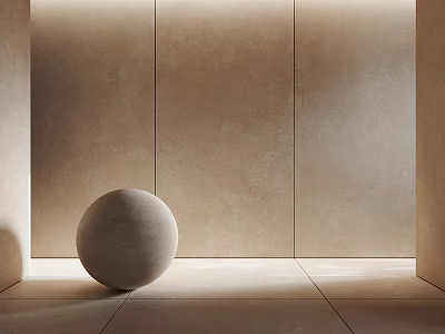 Beige Room Interior Components With Walls Floor And Decorative Sphere 3d model
