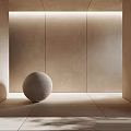 Beige Room Interior Components With Walls Floor And Decorative Sphere