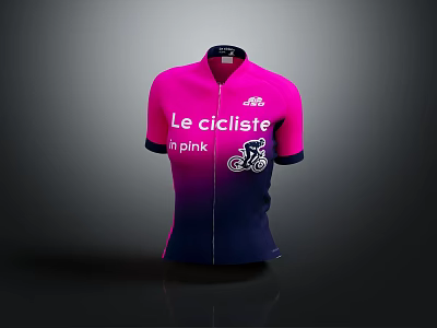 Pink And Blue Gradient Cycling Jersey With Le Ciclista In Pink Text And Bicycle Graphic 3d model