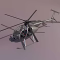 Silver Helicopter With Cockpit Windows Rotor Blades And Landing Gear
