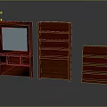 Wooden Furniture Set Including Mirror Cabinet And Various Size Bookshelves