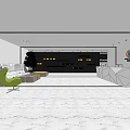Modern Reception Area Interior Design With Geometric Desk Marble Floor Green Plant And Seating