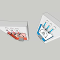 Modern Double Lightbox With Orange And Blue Illuminated Information