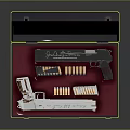 Open Tactical Case With Firearm Bullets Red Padding And Lid Text Symbol