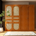 Modern Middle Ancient Wardrobe Wardrobe Plant Carpet 3d model