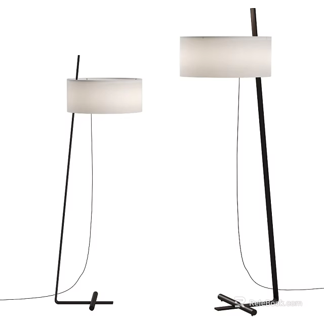 Modern Floor Lamp Design With White Shade And Black Metal Stand 3d model 