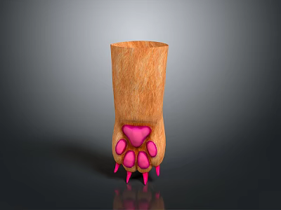 Realistic Animal Paw with Brown Fur Pink Paw Pads and Pink Claws 3d model
