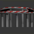 Landscape Featuring Infinite Symbol Shaped Black Track With Red White Edges And White Pillars