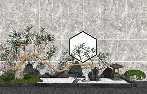 New Chinese style landscape sketch courtyard landscape 3d model