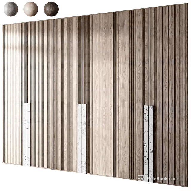 Modern Wooden Chest of Drawers With Vertical Stripes And Marble Drawer Fronts 3d model 
