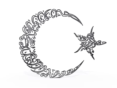 Intricate Wall Decor Featuring Crescent Moon And Star With Detailed Patterns 3d model