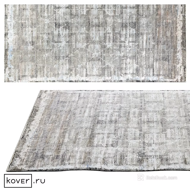 Modern Gray Square Rug With Textured Pattern For Living Room Decor 3d model 