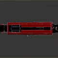 Futuristic Sci-Fi Weapon With Red And Black Metal Structure And Mechanical Details