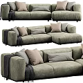 Modern L Shaped Gray Sofa With Soft Pillows And Throw Blanket Design 3d model