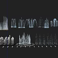 Various Water Fountain Designs With Illuminated Circular Base And Arch Shapes