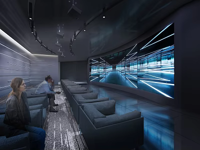 Modern Cinema With Comfortable Sofas And Large Screen 3d model