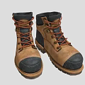 Brown Work Boots with Black Toe Cap Red Black Laces and Thick Durable Sole 3d model