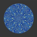 Blue Glass Bowl With White And Yellow Spots Spiral Design Circular Shape