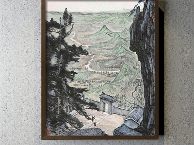 New Chinese Landscape Painting Black and White Hallway Landscape Decoration Painting model