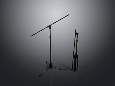 Adjustable Microphone Stands With Sturdy Tripod Base For Audio Equipment 3d model