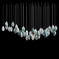 Modern Artistic Chandelier With Multiple Teardrop Shaped Blue And White Pendants Hanging