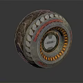 Futuristic Tire With Metallic Design Red Accents And Orange Illuminated Rings