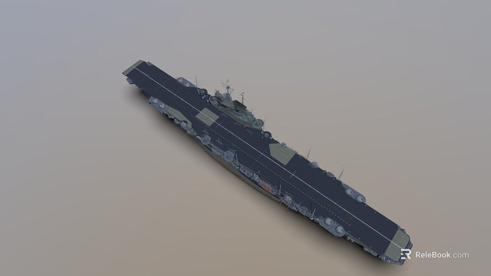 Aircraft Carrier Warship 3D Rendering with Detailed Flight Deck and Structure Design 3d model 