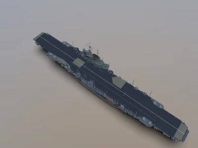 Aircraft Carrier Warship 3D Rendering with Detailed Flight Deck and Structure Design 3d model