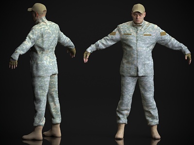 Pedestrian Figure Man Adult Foreigner Soldier 3d model