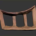 Rustic Handcrafted Wooden Stool With Curved Seat And Three Legs