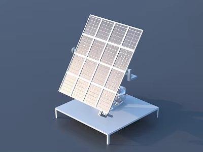 Solar Panel Device on Adjustable White Stand with Metal Support Structure 3d model