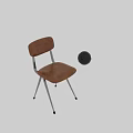 Classic Brown Leather Dining Chair With Metal Legs And Comfortable Seat Backrest