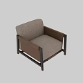 Modern Single Sofa With Light Gray Fabric And Wooden Frame Design