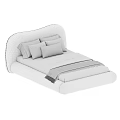 Modern Curved Headboard Bed With Soft Pillows And Neutral Tones Bedding Design
