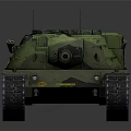 Armored Military Green Camouflage Tank With Turret Gun Barrel Tracks And Antenna