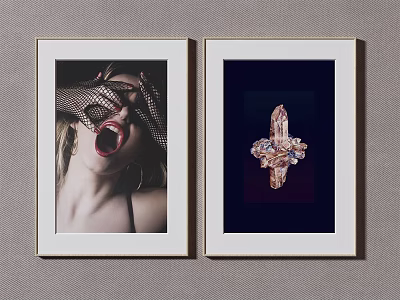 Modern Framed Wall Art Featuring Portrait And Crystal Cross Design 3d model