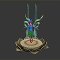 Fairy Character With Blue Wings Standing On Lotus Petal Base Decorative Outfit