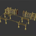 Traditional Chinese Architectural Wooden Carved Railing And Column Structural Elements