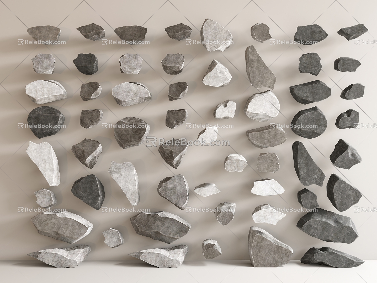 stone rock rockery 3d model