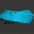 Blue Spiral Glass Sculpture With Perforated Design Modern Decorative Art