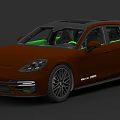 Brown Porsche Panamera Sport Turismo With Green Interior And Sleek Station Wagon Design