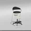 Modern Black Leather Bar Stool With Metal Frame Curved Backrest And Sleek Design