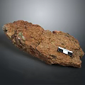 Natural Stone Rock Sample With Brown Red Texture And Measurement Tool For Construction Material 3d model