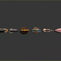 Colorful 3D Scene Components With Various Shaped Gears Gems Keys And Tools
