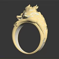 Exquisite Golden Jewelry Rings With Detailed Leopard And Dragon Designs And Metallic Luster